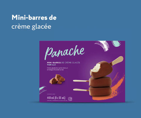 Une photo de Panache's Mini barres de produit et lecture de texte "Mini Barres de creme glacee".